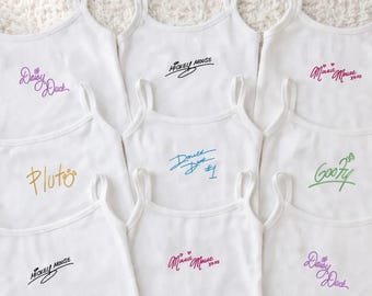 Mickey & Minnie Mouse Cropped Tank Top – Embroidered Disney Autograph Tank, Custom Disney Cropped Shirt, Cute Mickey Minnie Tank for Girls