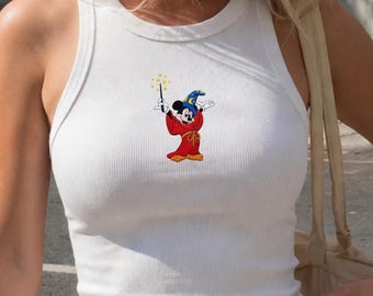 Embroidered Mickey Minnie Mouse Crop Tank, Simple Mouse Brown Baby Tee, Disneyworld Y2K,WDW Trip, Disney Tank for Women,Summer Park Tank