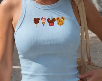 Custom Pick Your Own Disney Snacks Embroidered Ribbed Tank Top,Disneyland Disney World Tank, Personalized Snack Shirt,Disney Snacks Tank Top