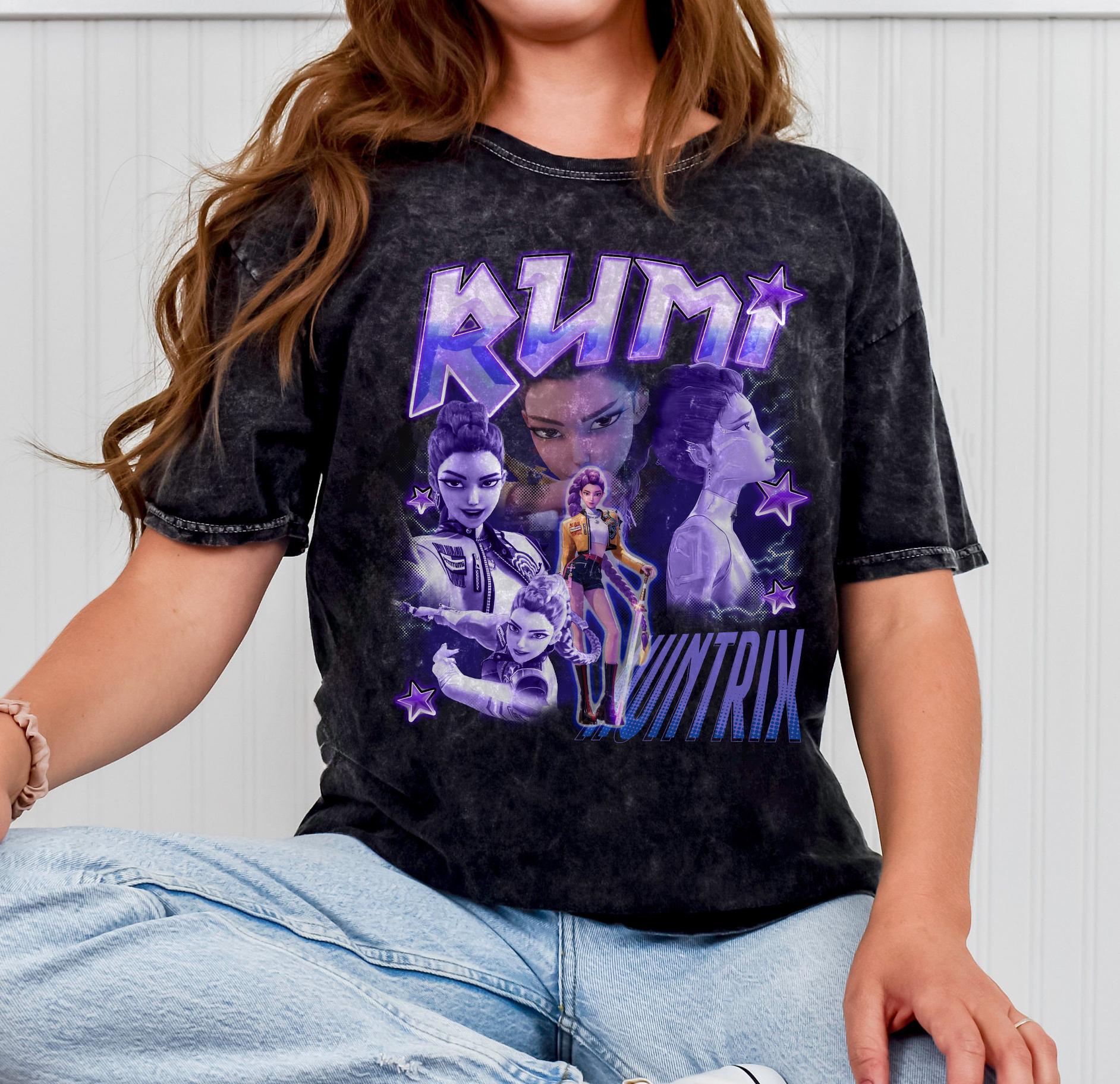T-shirt Kpop Demon Hunters Huntrix Huntr/X Rumi – Bootleg Officiel, 100% Coton, Coupe Classique - 8
