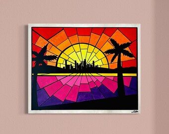 Miami Sunset  - Peinture acrylique faite main