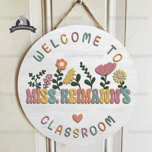 Panneau de porte personnalisé pour enseignant, panneau de porte de classe de plantes, panneau de nom denseignant, panneau de bienvenue denseignant, cadeau dappréciation de lenseignant, cadeau denseignant image 1