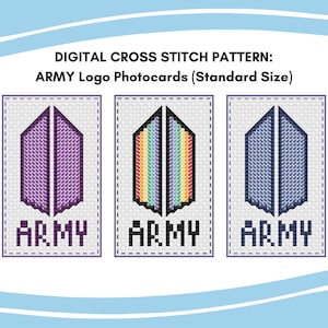 BTS ARMÉ-logotyp fotokort korsstygnsmönster | PDF direktnedladdning