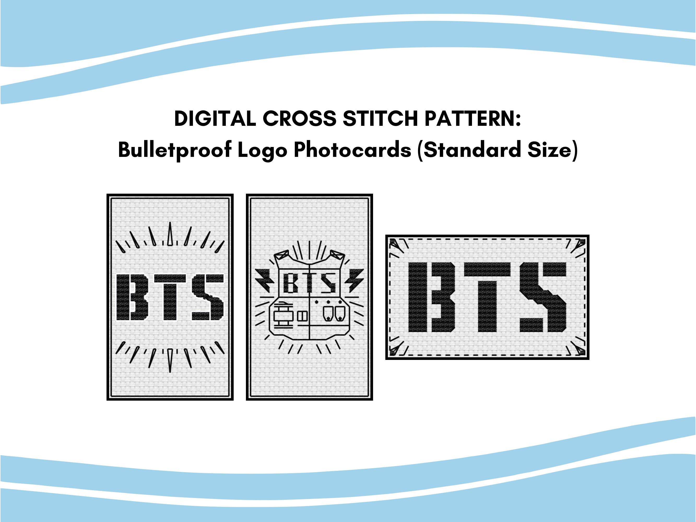 Bulletproof Logo - BTS Standard Photocard Cross Stitch Pattern