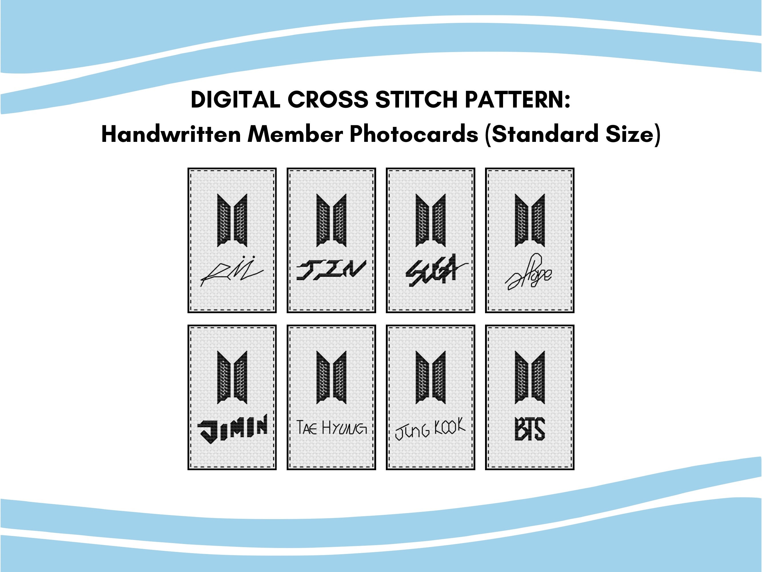 BTS Member Handwriting Photocard Cross Stitch Pattern | PDF