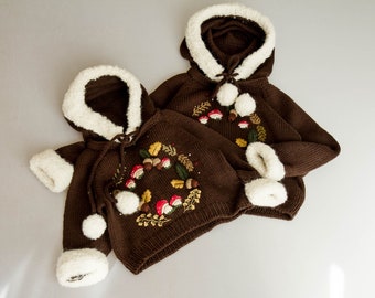 Cozy Embroidered Autumn Hoodie with Pom-Poms