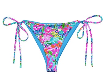 Neon Floral String Bikini Bottom