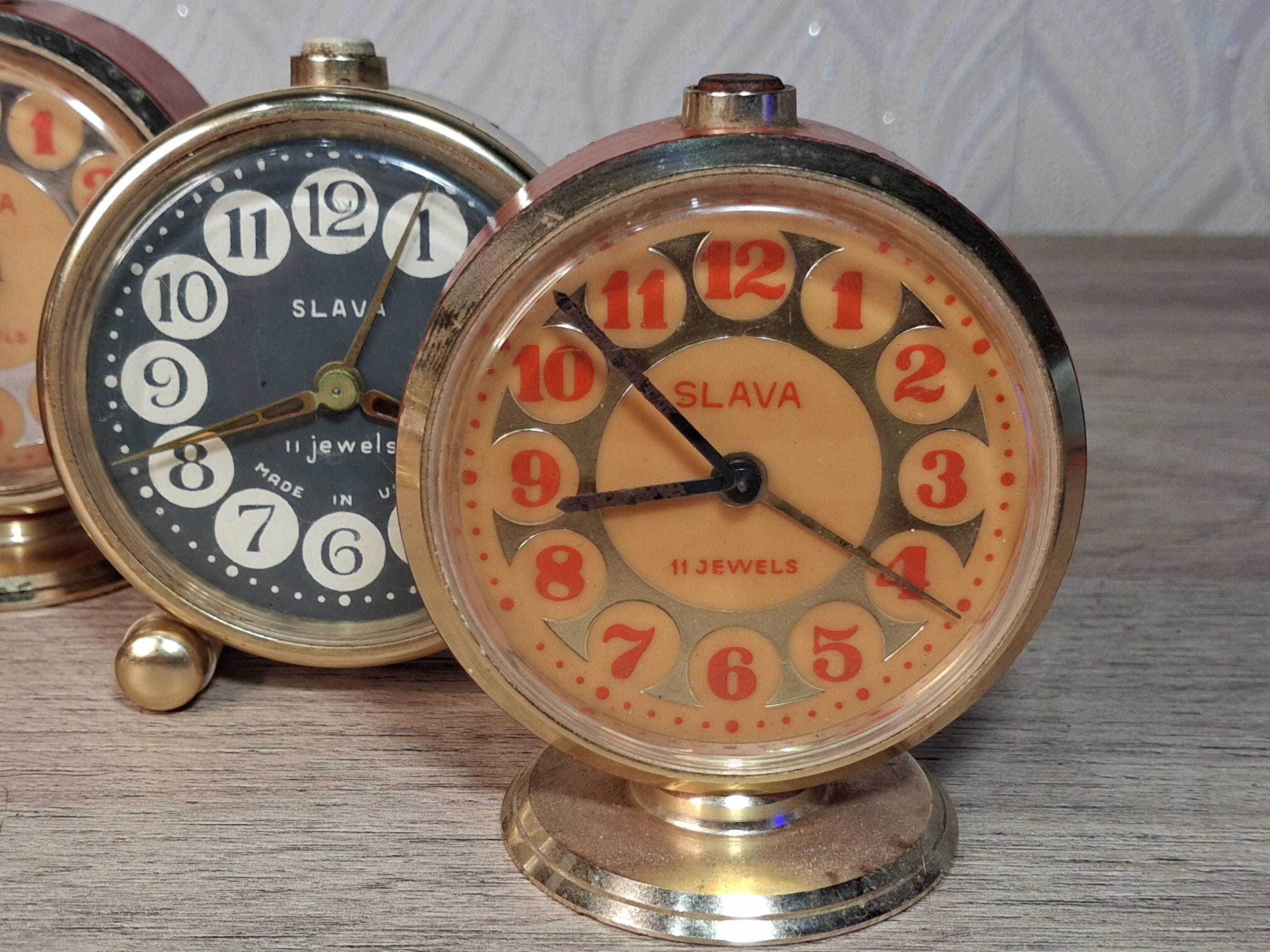 Set of 5 Vintage Soviet USSR Alarm Clock Table Clocks Slava Mir for ...