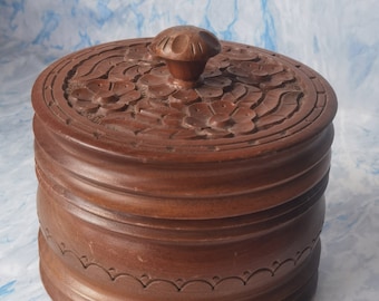 Vintage Wooden Cigarette Box Hand Carved Cigarette Organaizer