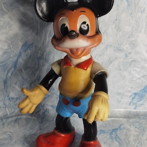 Walt Disney Production Vintage Rubber Figurine Mickey Mouse collectible toy from 1964