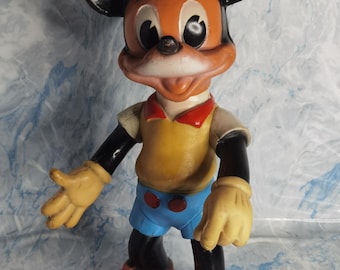 Walt Disney Production Vintage Rubber Figurine Mickey Mouse collectible toy from 1964