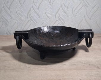 Posacenere/lampadario/braciere vintage bulgaro in ferro battuto placcato rame, Unione degli artisti bulgari