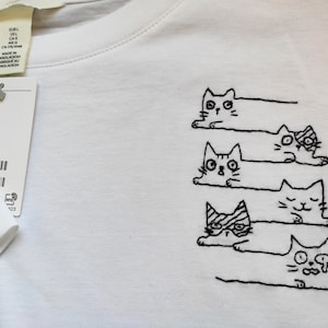 T-shirt, embroidery, embroidered T-shirt, hand embroidery, embroidered shirt, holiday shirt, embroidered cats, Ukrainian embroidered shirts