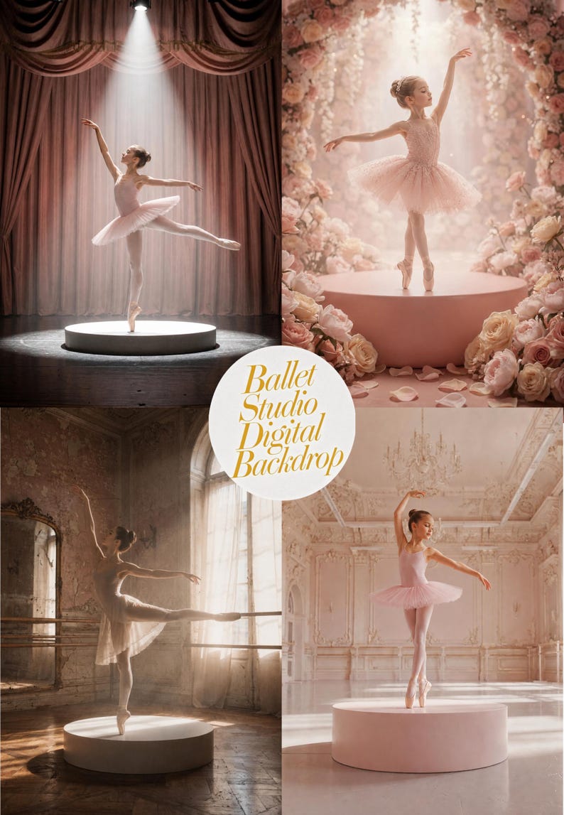 Ballet Digital Backdrop Bundle – 15 Backgrounds, Round Podium, Low ...