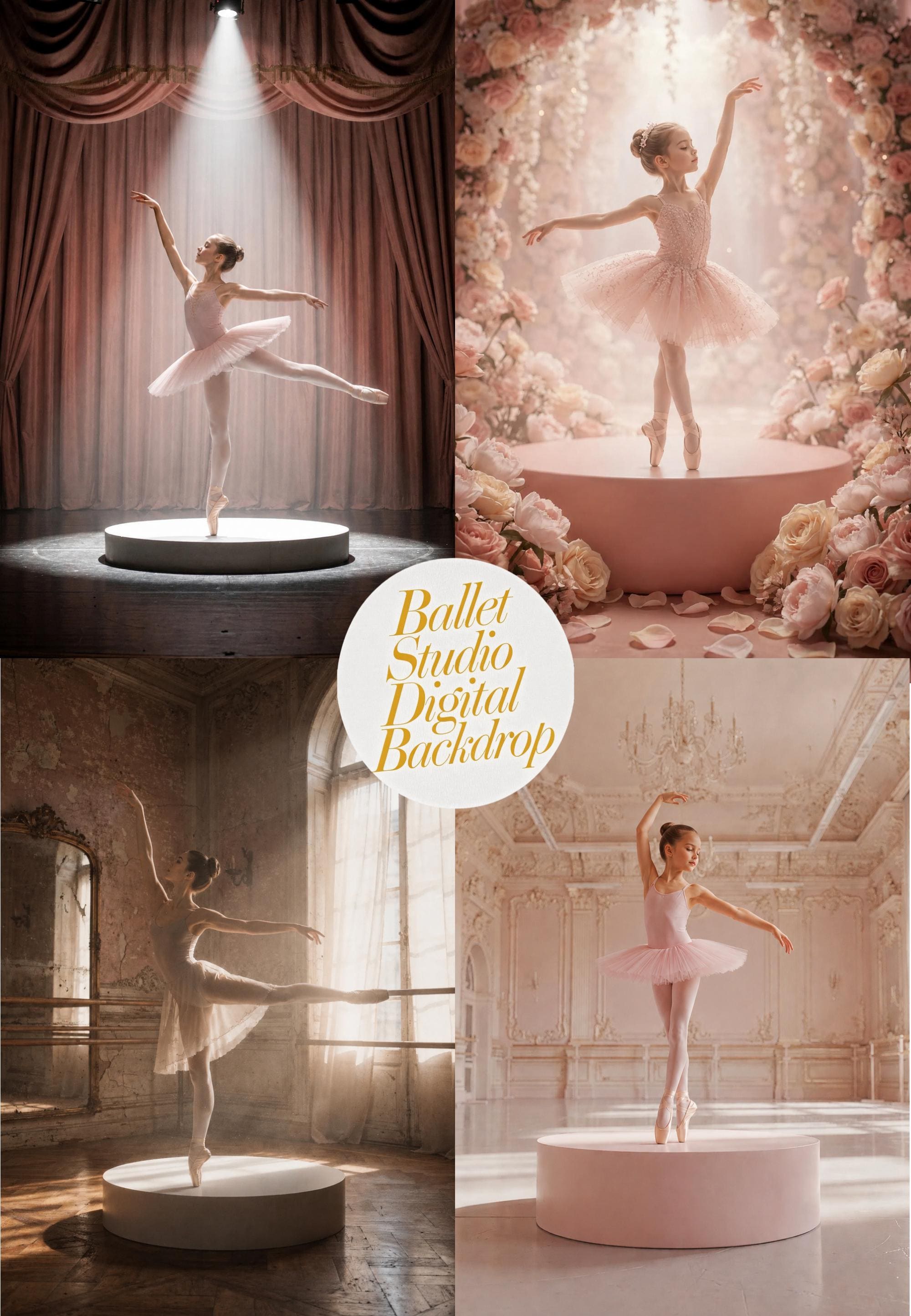 Ballet Digital Backdrop Bundle – 15 Backgrounds, Round Podium, Low ...