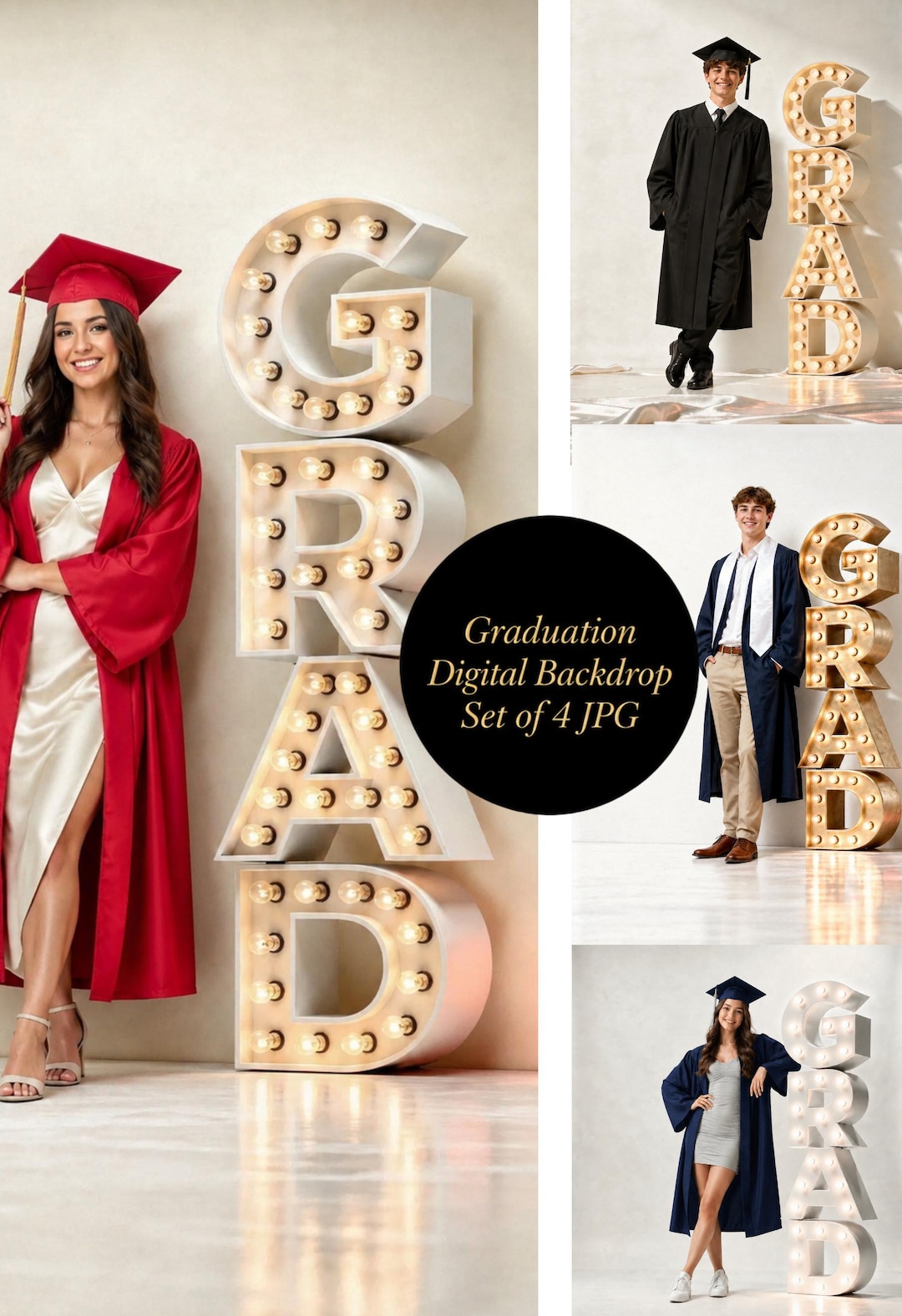 Graduation Digital Backdrop Set | 2026 Senior Photo Backgrounds With 3D ...