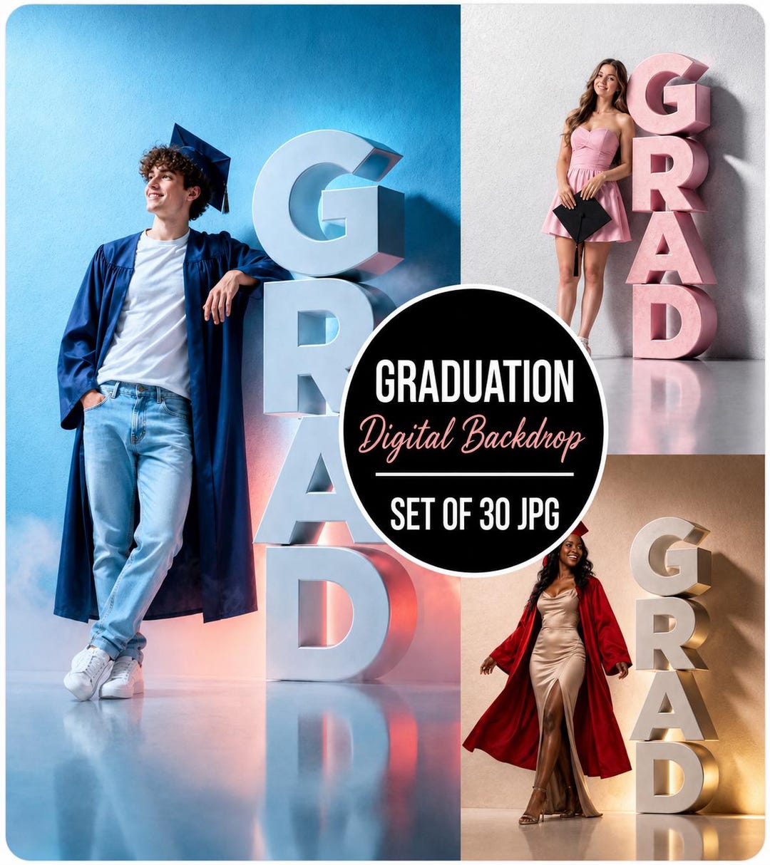 Exf Background Graduation Digital Backdrop Set | 2026 Senior Photo Backgrounds With 3D ...