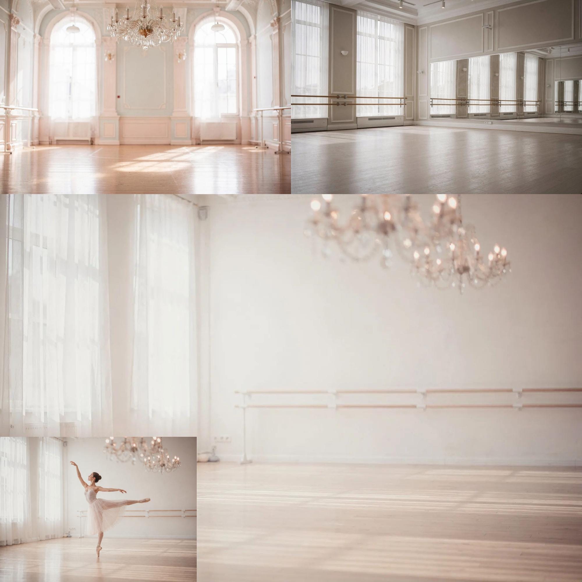 Ballet Studio Digital Backdrop With Chandelier, Elegant Ballroom ...