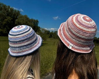 Sonnenhut gehäkelt Buckethat crochet Anglerhut Fischerhut gestreift