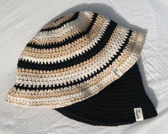 Sonnenhut gehäkelt Fischerhut Buckethat crochet gestreift