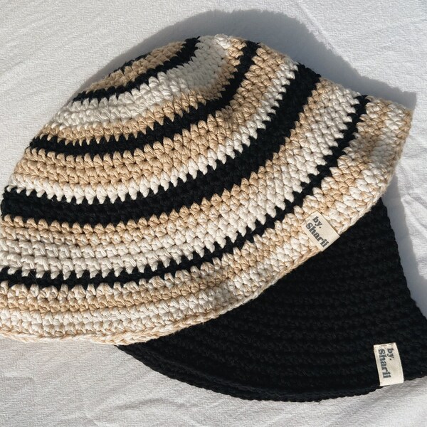 Sonnenhut gehäkelt Fischerhut Buckethat crochet gestreift