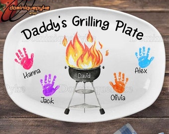 Daddy's Grilling Plate, Custom Family Resin Plate, Personalized Resin Plate, Father's Day Gift, Birthday Gift, Father Resin Plate