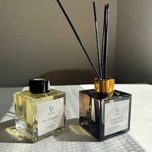 Difusor de varillas con varillas de fibra, fragancia duradera para el hogar, 5 aromas, decoración minimalista de lujo, regalo con aroma a spa