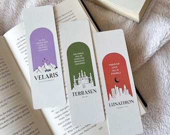 SJM City Bookmarks - Velaris , Terrasen & Lunathion - Girly Bookmarks - Bookmark Set