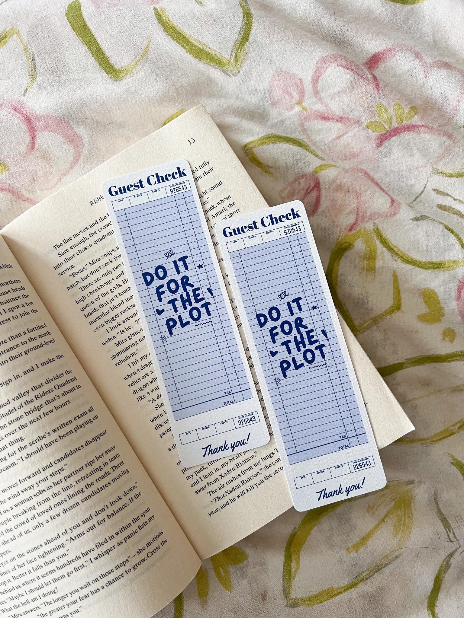 Do It for the Plot Bookmark - Pink or Blue - Guest Check Aesthetic - Etsy