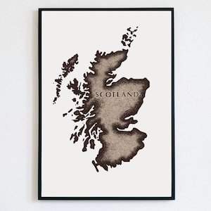 Carte vintage de l'Ecosse - Impression murale de style art minimaliste