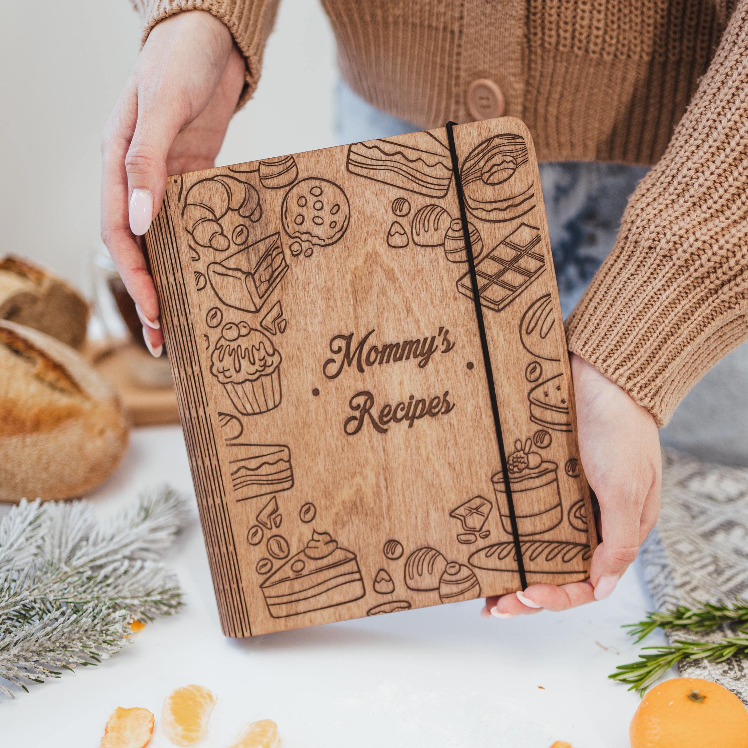 Personalized Recipe Book, Custom Recipe Book, Blank Cookbook for Mom, Kitchen Device, Mom Christmas Gift, Grandma Gift, Mama&#39;s Kitchen Decor