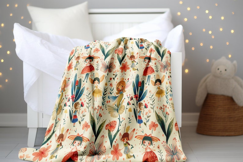 Whimsical Fairies Baby Girl Blanket, Baby Shower Gift Idea, Girl