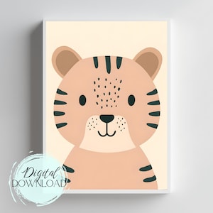 Jungle Tiger Art Print: Scandinavian Nursery Decor (Digital Download