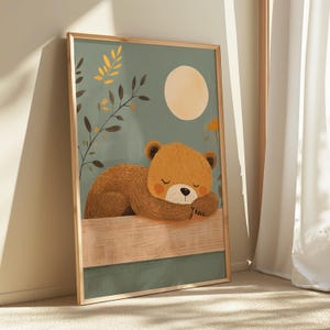 Sleeping Bear Nursery Print: Woodland Animal Wall Art (Instant Download 13