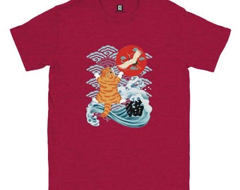 ジャパニーズ・ジンジャー・キャットTシャツ：原宿系ネコ柄、猫好きへのギフト