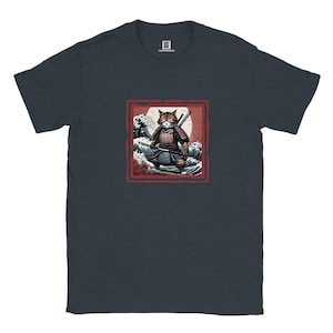 Samurai Cat T-Shirt | Harajuku Japanese Cat Shirt | Anime Cat Lover Gift for Him