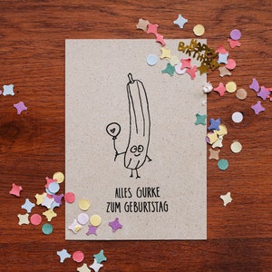 Geburtstagskarte "Alles Gurke zum Geburtstag" | Postkarte A6 | hochwertiges Graspapier