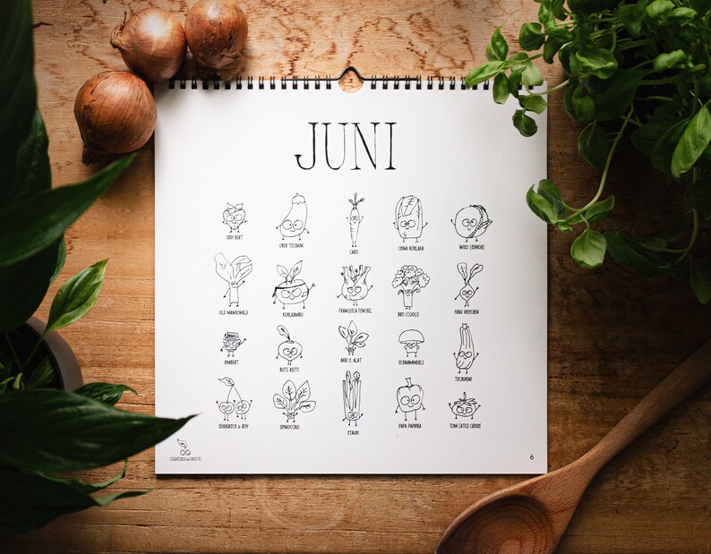 Seasonal calendar Vegetables & Fruits timeless minimalist hand-drawn special gift image 4