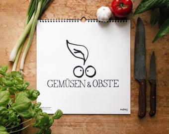 Seasonal calendar "Vegetables & Fruits" | timeless without year indication | minimalistic | hand-drawn | special gift