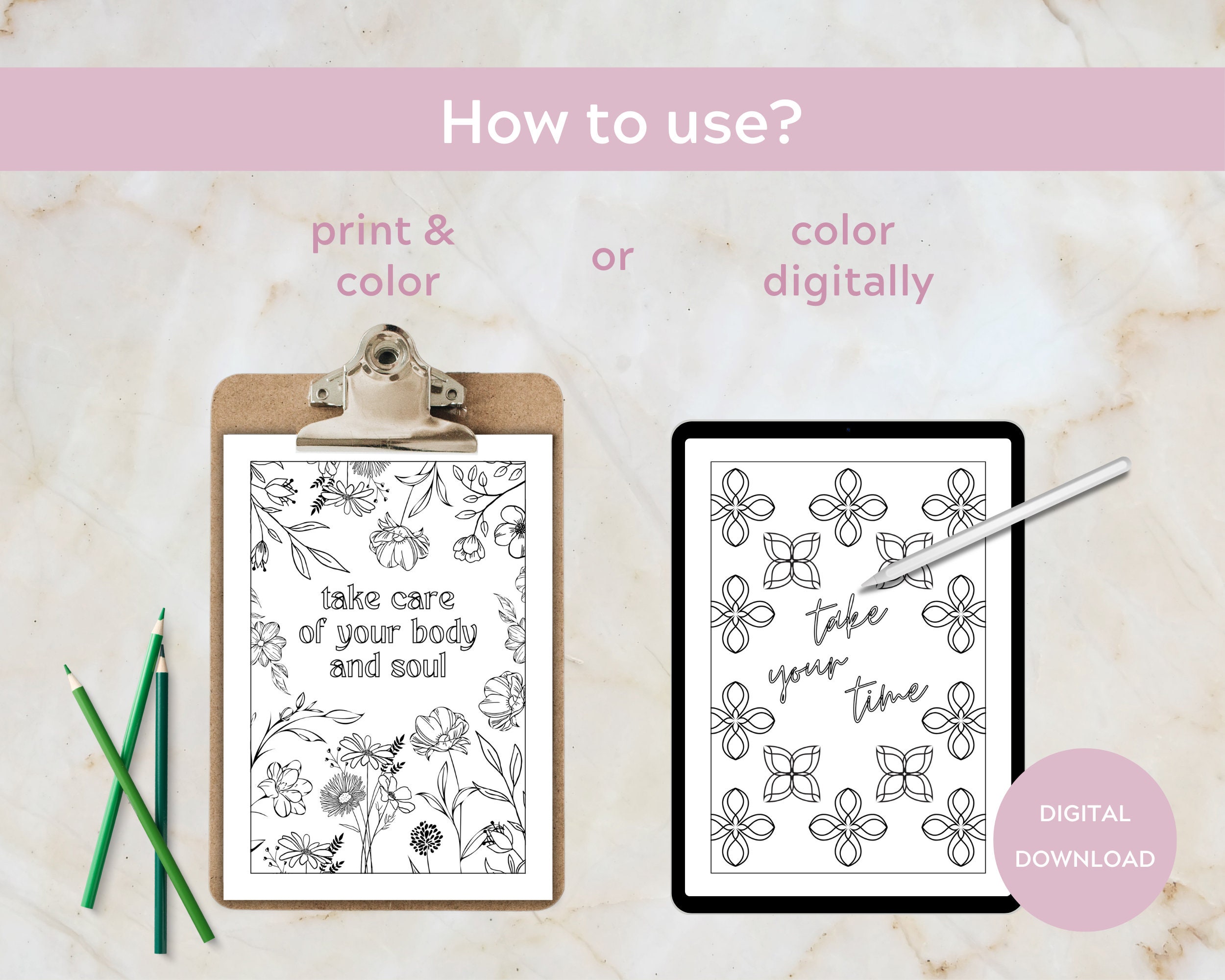 Selfcare Printable Coloring Pages for Adults Set of 20 Coloring Sheets ...