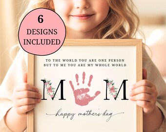 Mother's Day Handprint Art Activity, DIY Kids Mom Day Craft Keepsake, Digital Download