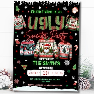 Ugly Sweater Christmas Party Invitation Ugly Sweater Party Invite Christmas Invitation Holiday Party Invite, Xmas Sweater Party Canva