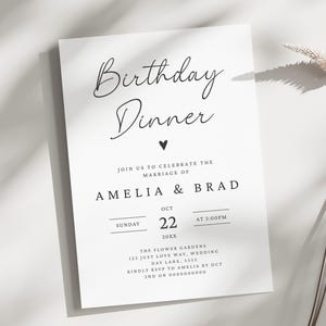 Birthday Dinner Invitation, Birthday Dinner Digital Invite, Adult Birthday Evite, Digital Download, Minimal Birthday Invite, Any Age Invite