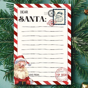 Weihnachtsmann Brief bedruckbar, Kinder Brief an Santa, Brief an Santa Vorlage, Lieber Santa Brief Kit, Santa Weihnachten Wunschliste, Instant Download