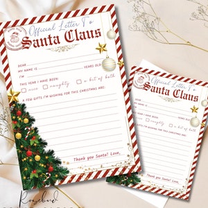 Carta a Papá Noel para imprimir Carta a Papá Noel fácil de imprimir Carta a Papá Noel con sobre Carta personalizada a Papá Noel Lista de deseos de Navidad PDF