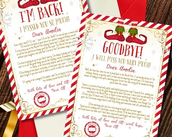 Carta de llegada de un elfo, Carta de llegada de un elfo por primera vez, Carta de saludo y despedida de un elfo, Cartas de un elfo en el estante, Cartas de un elfo de Papá Noel, Canva