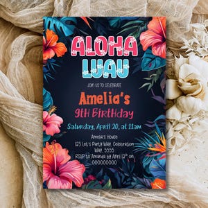Luau Birthday Party Invitation Aloha Luau Invite Kids Luau Invitation Hawaiian Birthday Invite Editable Luau Hawaiian Invite Any Age Canva