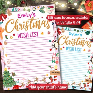 Weihnachtswunschliste Kinderwunschliste Weihnachten Wünschliste Wichtel Weihnachtswunschliste Weihnachten Druckbare Wunschliste Büro Geschenkwunschliste Kinder Weihnachten