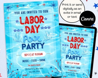 Labor Day Invitation Labor Day BBQ Invitation Labor Day Pool Party Invitation Labor Day Family Party Invite USA Labor Day Invite