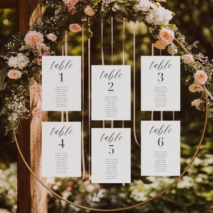 Modern Wedding Seating Card Template, Simple Calligraphy Seating Plan, Editable Seating Chart Wedding, Minimalist Wedding Seat Chart, Canva